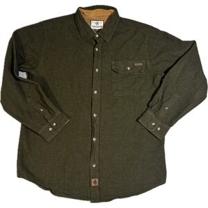 Legendary Whitetails Mens Flannel Shirt Large Forest Green Corduroy Trim Heavy